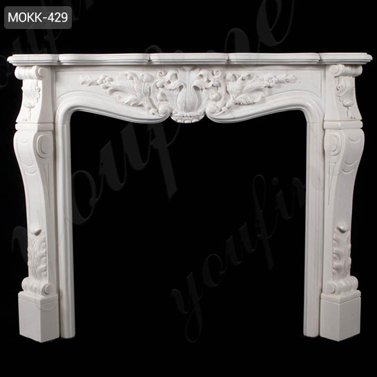 Hand Carved Home Decorative White Marble Fireplace Surround for Sale MOKK-429