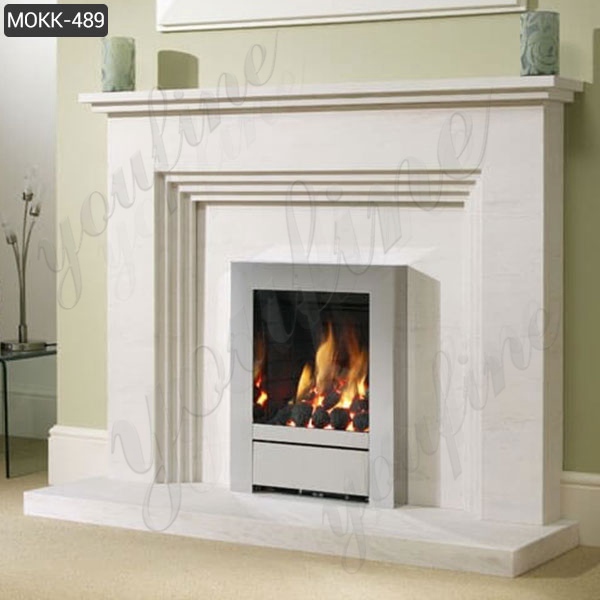Simple Design White Modern Marble Fireplace for Sale MOKK-489