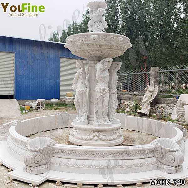 Outdoor Marble Woman Garden Fountain with Angel Manufacturer MOKK-740